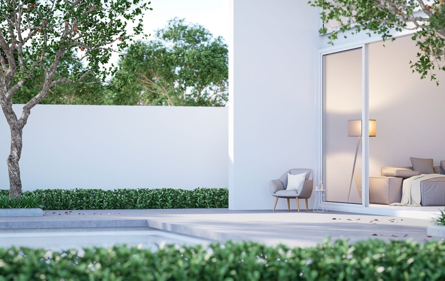 Interiores de un chalet exclusivo de diseño en Valencia mostrando acabados de iluminación y construcción de lujo.